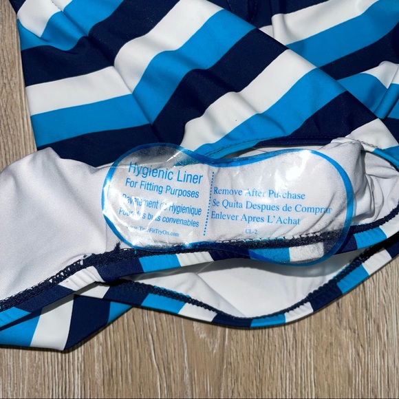 Nautica Lace Up Striped One Piece Swimsuit Blue Size M 7278 BNWT - Picture 4 of 8